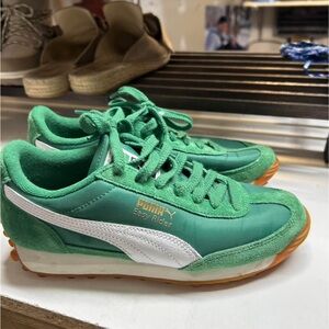 Puma Green Sneakers with Gold Logo